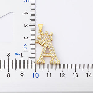 24K Gold Initial Crown Necklace