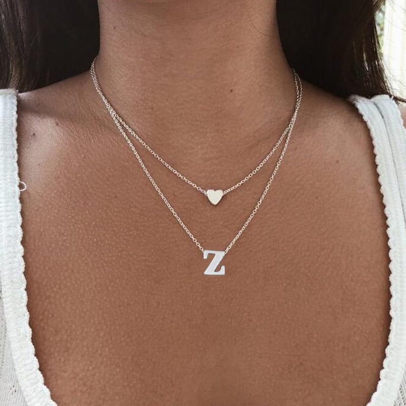 Double Chain Custom Initial Necklace