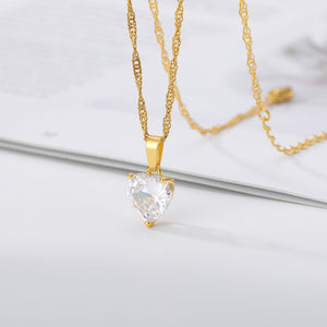 CZ Diamond Heart Necklace