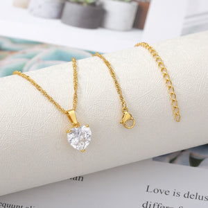 CZ Diamond Heart Necklace