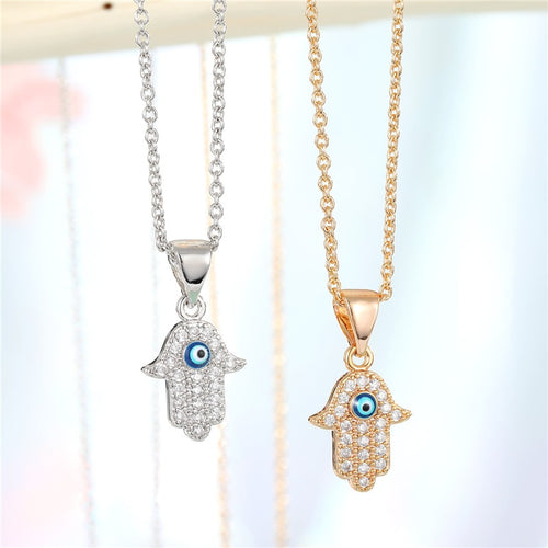 'The Evil Eye' - 18K Hamsa Evil Eye Necklace