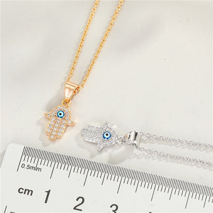 'The Evil Eye' - 18K Hamsa Evil Eye Necklace