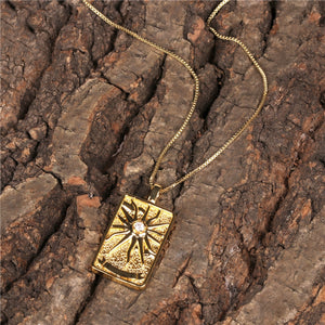 Gold Plated Tarot Card Pendant Necklace