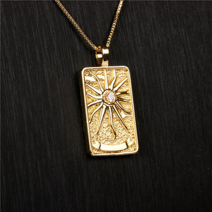 Gold Plated Tarot Card Pendant Necklace