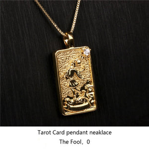 Gold Plated Tarot Card Pendant Necklace