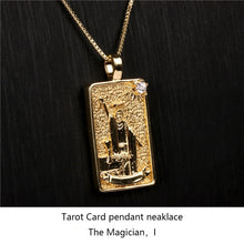 Load image into Gallery viewer, Gold Plated Tarot Card Pendant Necklace