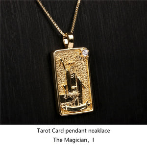 Gold Plated Tarot Card Pendant Necklace