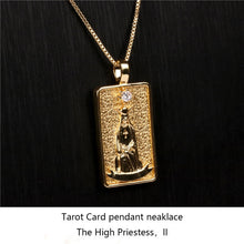 Load image into Gallery viewer, Gold Plated Tarot Card Pendant Necklace