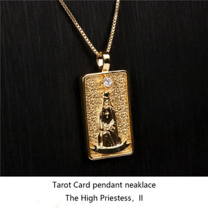 Gold Plated Tarot Card Pendant Necklace