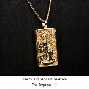 Gold Plated Tarot Card Pendant Necklace