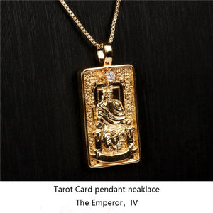 Gold Plated Tarot Card Pendant Necklace