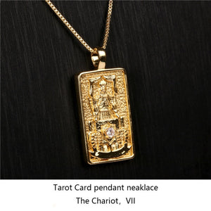 Gold Plated Tarot Card Pendant Necklace