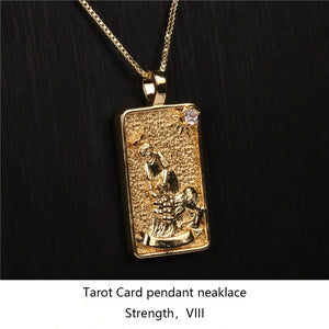 Gold Plated Tarot Card Pendant Necklace