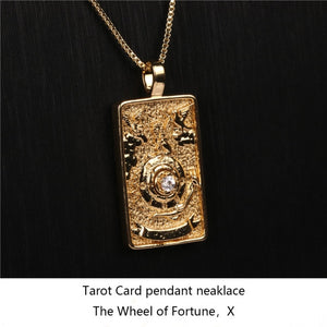 Gold Plated Tarot Card Pendant Necklace