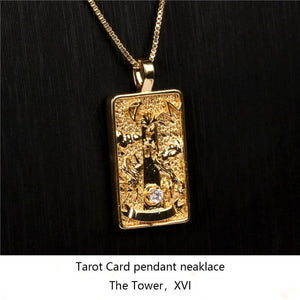 Gold Plated Tarot Card Pendant Necklace