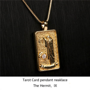 Gold Plated Tarot Card Pendant Necklace