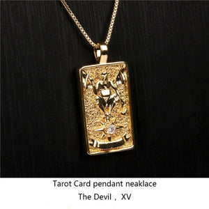 Gold Plated Tarot Card Pendant Necklace