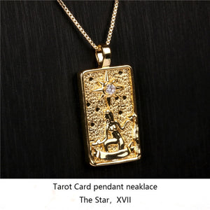 Gold Plated Tarot Card Pendant Necklace