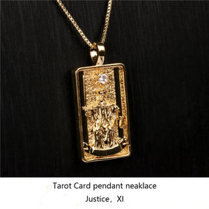 Gold Plated Tarot Card Pendant Necklace