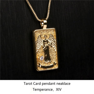 Gold Plated Tarot Card Pendant Necklace