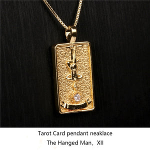 Gold Plated Tarot Card Pendant Necklace