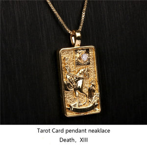 Gold Plated Tarot Card Pendant Necklace