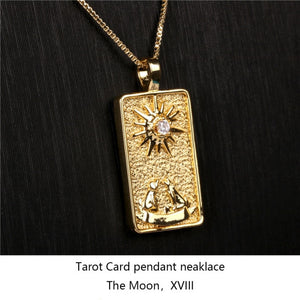 Gold Plated Tarot Card Pendant Necklace