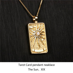 Gold Plated Tarot Card Pendant Necklace