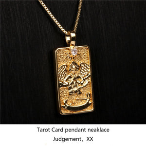 Gold Plated Tarot Card Pendant Necklace