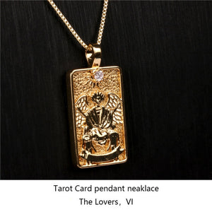 Gold Plated Tarot Card Pendant Necklace