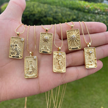 Load image into Gallery viewer, Gold Plated Tarot Card Pendant Necklace