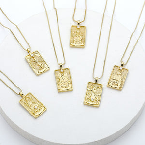 Gold Plated Tarot Card Pendant Necklace