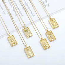 Load image into Gallery viewer, Gold Plated Tarot Card Pendant Necklace