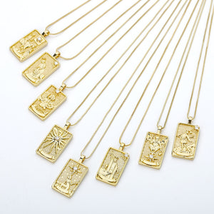 Gold Plated Tarot Card Pendant Necklace