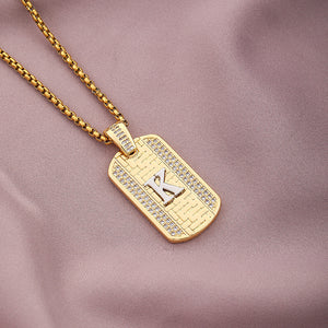 Gold Initial Dog Tag Necklace