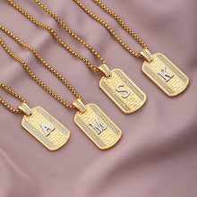 Load image into Gallery viewer, Gold Initial Dog Tag Necklace