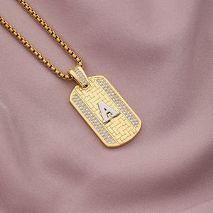 Gold Initial Dog Tag Necklace