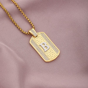 Gold Initial Dog Tag Necklace