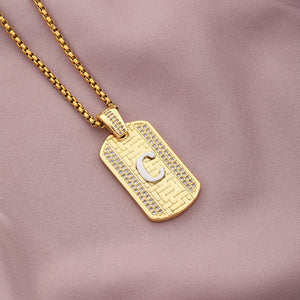 Gold Initial Dog Tag Necklace