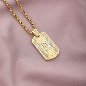 Gold Initial Dog Tag Necklace