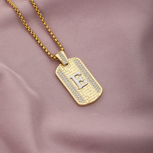 Load image into Gallery viewer, Gold Initial Dog Tag Necklace