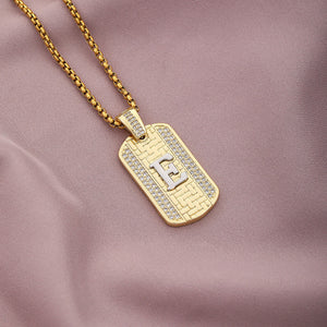 Gold Initial Dog Tag Necklace