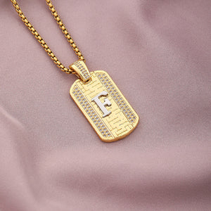 Gold Initial Dog Tag Necklace