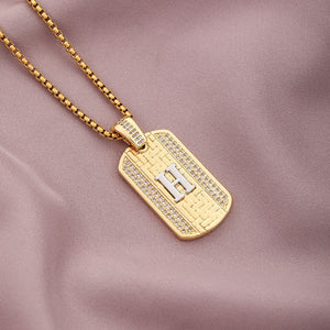 Gold Initial Dog Tag Necklace