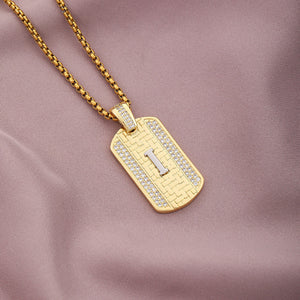 Gold Initial Dog Tag Necklace