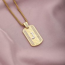 Load image into Gallery viewer, Gold Initial Dog Tag Necklace