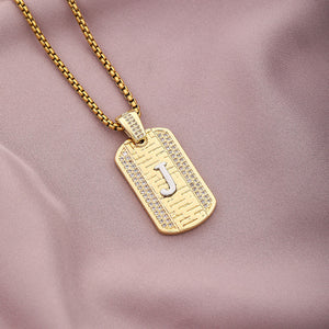 Gold Initial Dog Tag Necklace