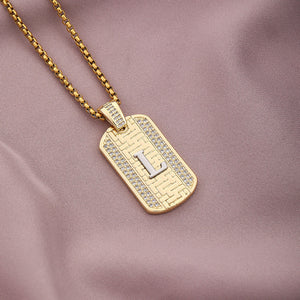 Gold Initial Dog Tag Necklace