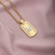 Load image into Gallery viewer, Gold Initial Dog Tag Necklace