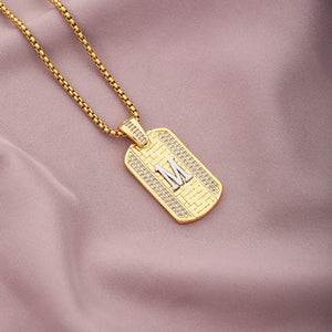 Gold Initial Dog Tag Necklace